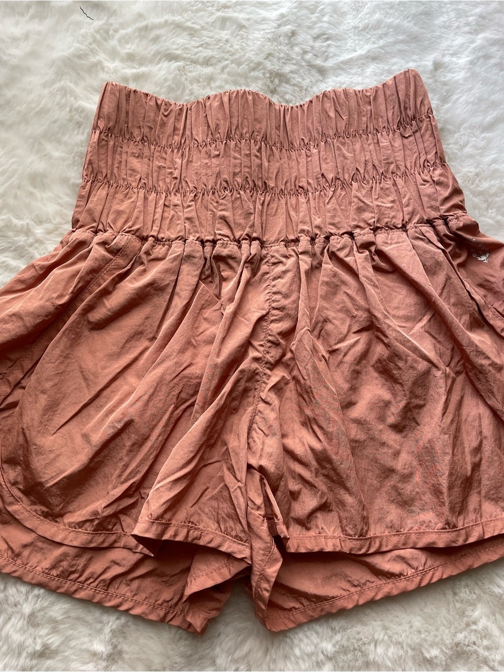 Only High-Waist Smocked Shorts in Dusty Rose